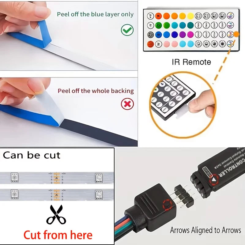 RGB Led Strip Lights 1M-40M for bedroom decor