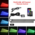 Neon 36 48 72 LED Car Interior Ambient Foot Light Kit Backlight Remote App Music Control Auto RGB Atmosphere Decorative Lamp