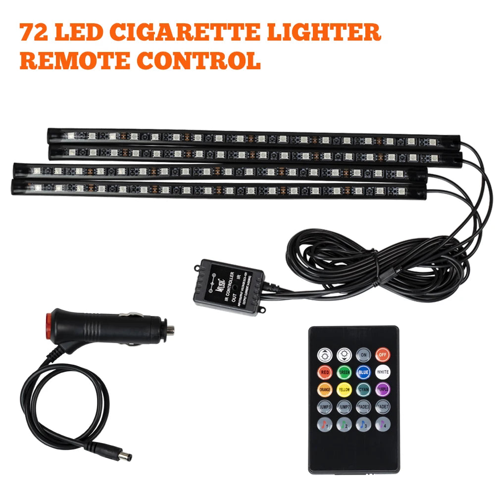 Neon 36 48 72 LED Car Interior Ambient Foot Light Kit Backlight Remote App Music Control Auto RGB Atmosphere Decorative Lamp
